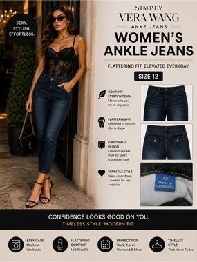 Vera Wang Women's Ankle Jeans — Dark Blue size 12